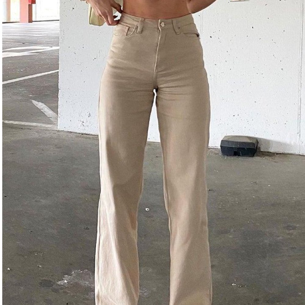 Another Chill Wheat High Waisted Solid Flare Jeans Size 27